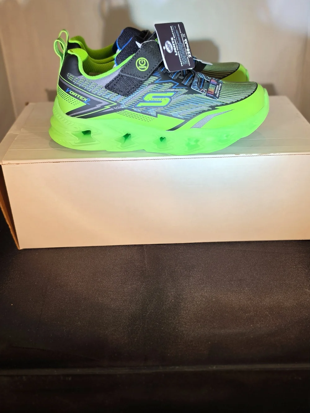 Skechers Kids' Neon Green and Black Light-Up Sneakers